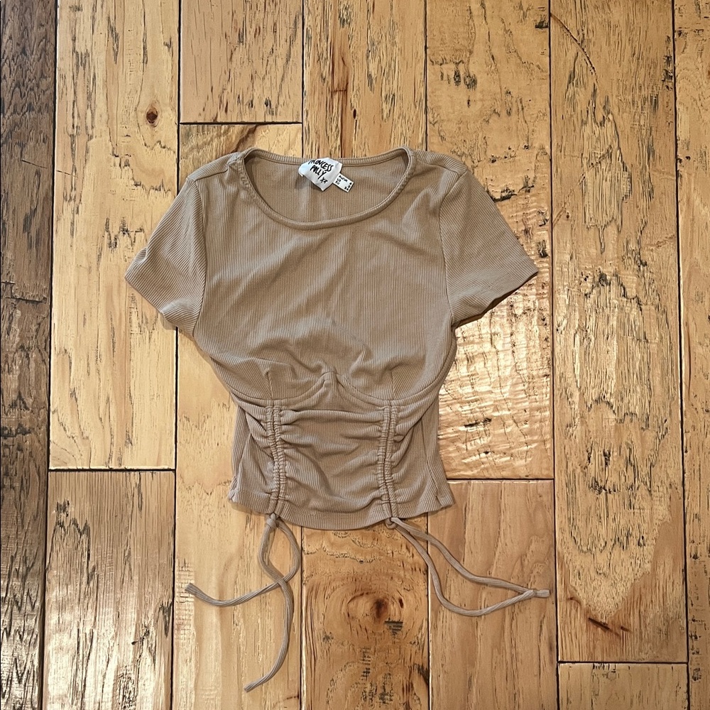 Princess Polly Tan Ruched Crop Top